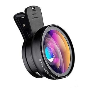 MAXXOX Mobile Camera Lens, 0.45X Super Wide Angle Lens, 15X Macro Lens, Clip-On 2 in 1 Professional Kit for TIK Tok, Vlog, Y