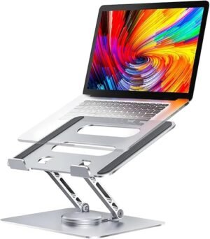 61AS07l2cBL._SX522_ PLIXIO Adjustable Laptop Stand with 360° Rotating Base Tabletop Ergonomic Foldable Portable Holder Compatible for MacBook,