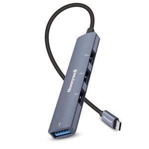 NexaHub 7-in-1 Type-C DockHoneywell 4 in 1 Ultra Slim USB Hub 2.0,1.2Meter(4 feet) Cable, with a Transfer Speed of 480MBPS, Universally Compatible with All USB PC Speaker
