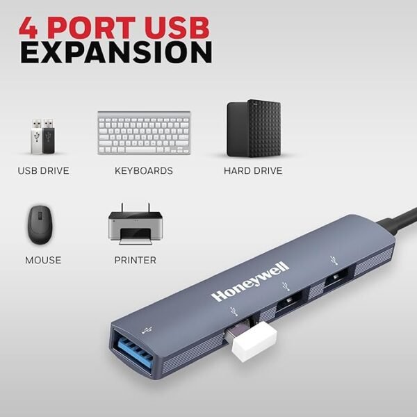 NexaHub 7-in-1 Type-C DockHoneywell 4 in 1 Ultra Slim USB Hub 2.0,1.2Meter(4 feet) Cable, with a Transfer Speed of 480MBPS, Universally Compatible with All USB PC Speaker