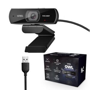 71U+rz14e4L._SX522_ Kreo Owl Full HD 1080P 60 FPS Webcam with Auto-Focus and Built-in Dual Digital Mic, Plug and Play Setup for Video Call, Streaming, YouTube and More, Built-in Privacy Shutter with 360